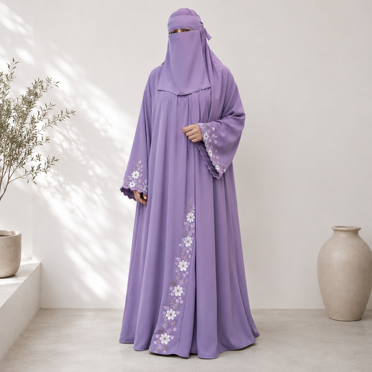 Lavender Floral Abaya