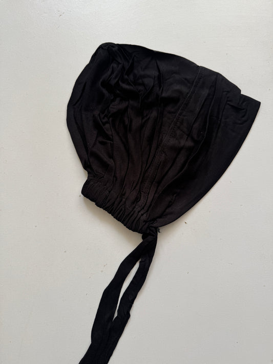 Malaysian tie back hijab cap- black