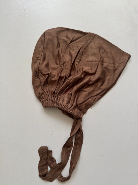 Malaysian tie back hijab cap-coffee