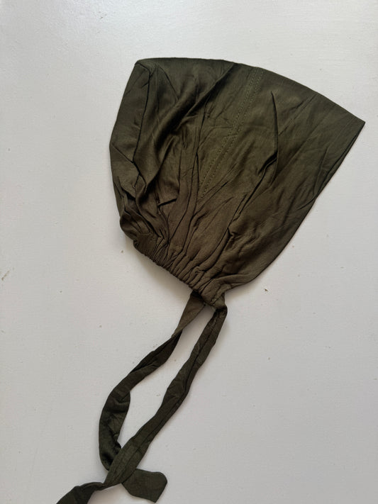Malaysian tie back hijab cap-olive