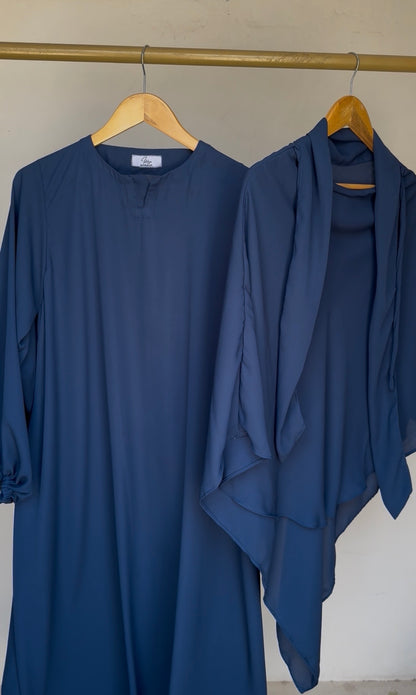 Zumar Blue Abaya khimar set