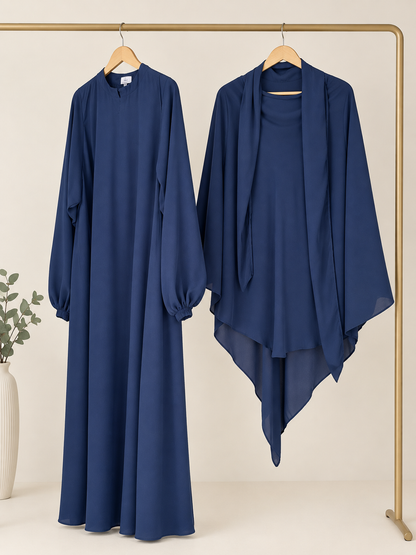 Zumar Blue Abaya khimar set